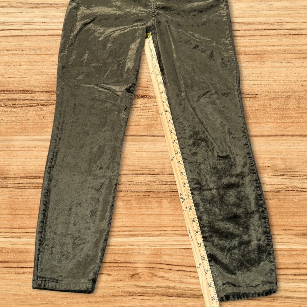 7 For All Mankind High Waist Velvet Ankle Skinny Button Fly Jeans Olive Green 28 - Picture 10 of 11